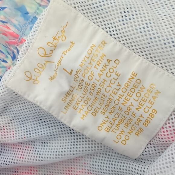 Lily Pulitzer Men's Swimsuit Capri Trunks Blue Pink Large Summer Sailing Beach L - Picture 3 of 8